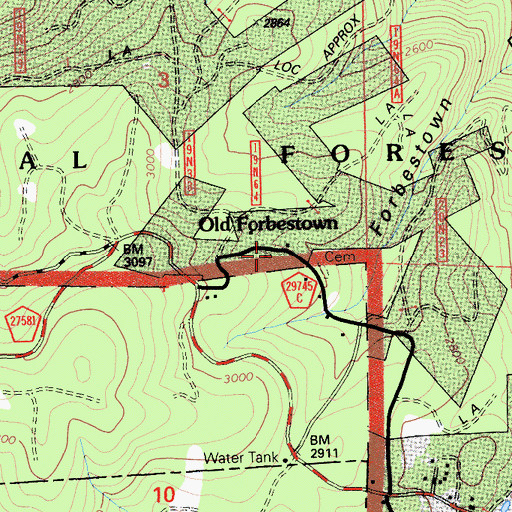 Topographic Map of Old Forbestown, CA