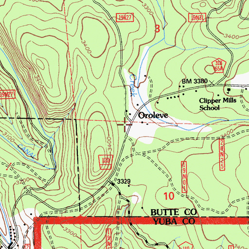 Topographic Map of Oroleve, CA