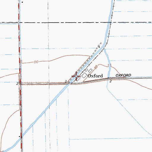 Topographic Map of Oxford, CA
