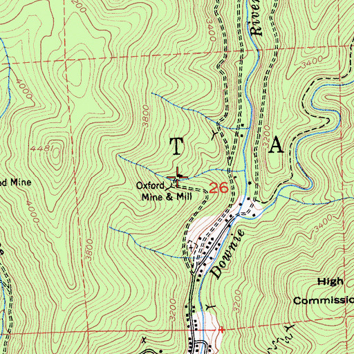 Topographic Map of Oxford Mill, CA