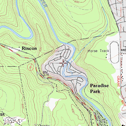 Topographic Map of Paradise Park, CA