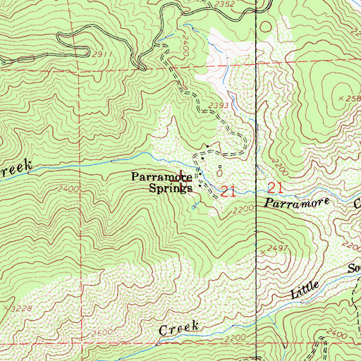 Topographic Map of Parramore Springs, CA