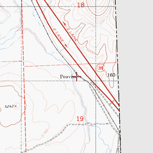 Topographic Map of Peavine, CA