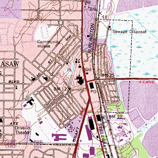 Topographic Map of Chickasaw Elementary School, AL