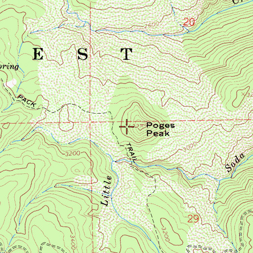 Topographic Map of Poges Peak, CA