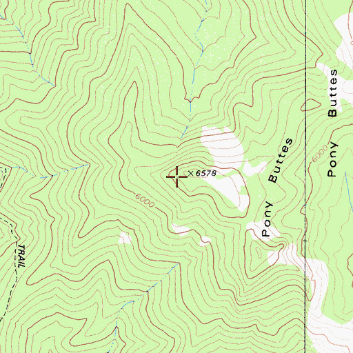 Topographic Map of Pony Buttes, CA