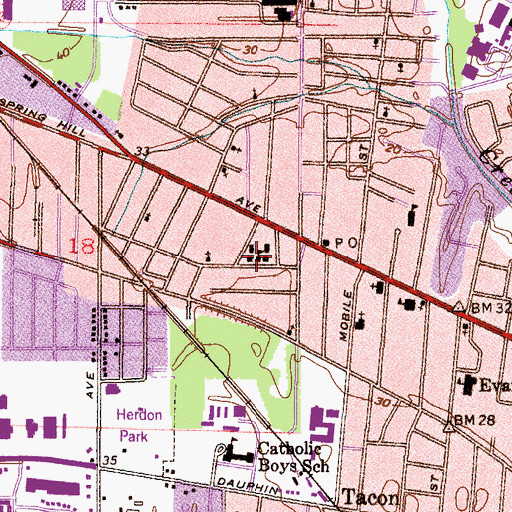 Topographic Map of Crichton Elementary School, AL