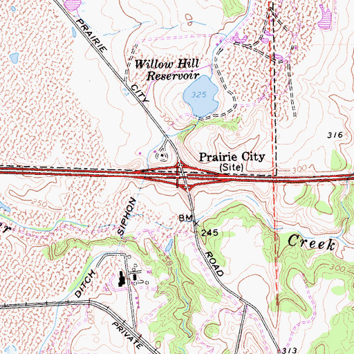 Topographic Map of Prairie City, CA