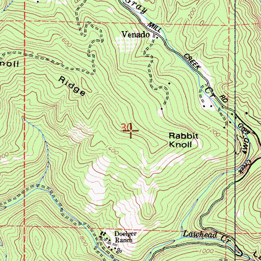 Topographic Map of Rabbit Knoll, CA