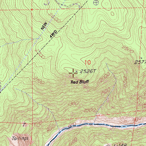 Topographic Map of Red Bluff, CA