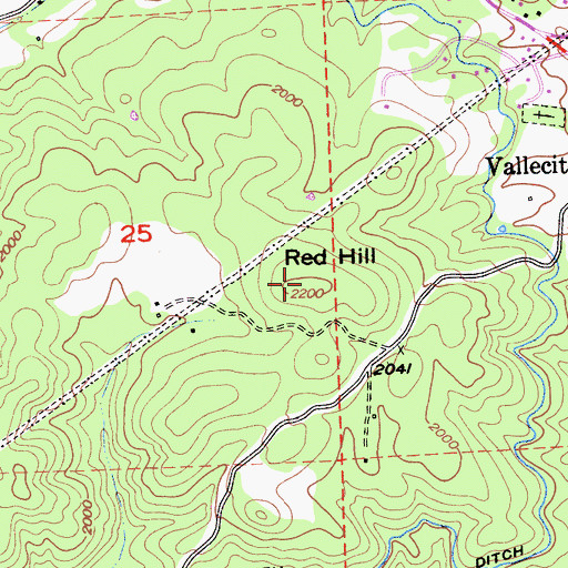 Topographic Map of Red Hill, CA