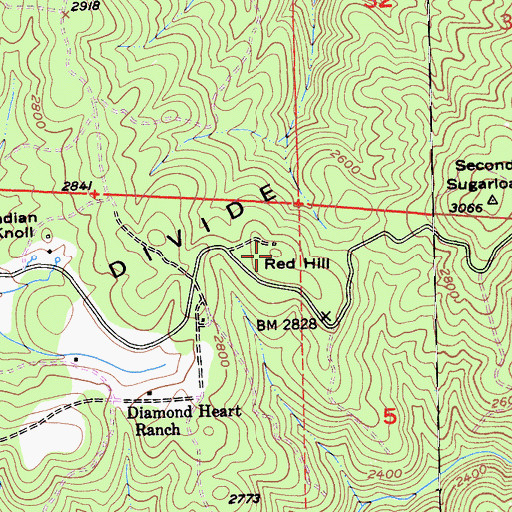 Topographic Map of Red Hill, CA