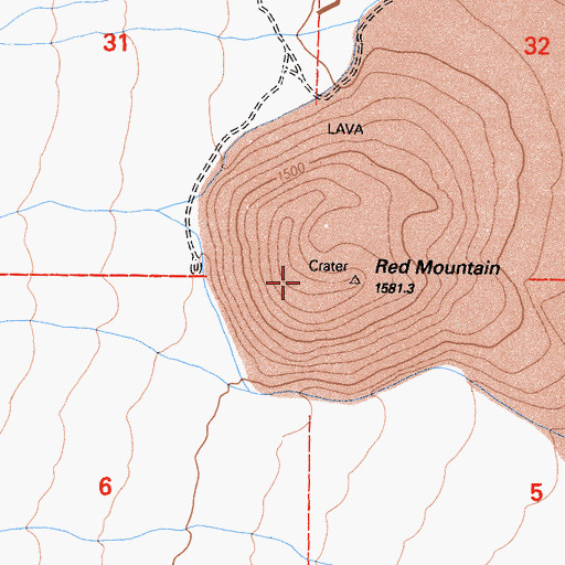 Topographic Map of Red Mountain, CA