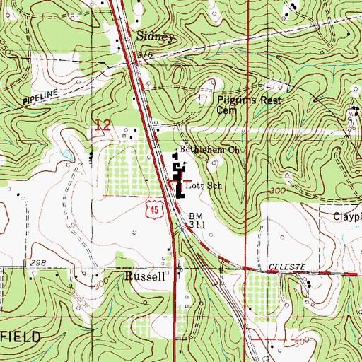Topographic Map of Rosa A Lott Elementary School, AL