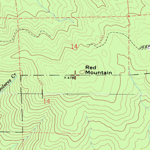 Topographic Map of Red Mountain, CA