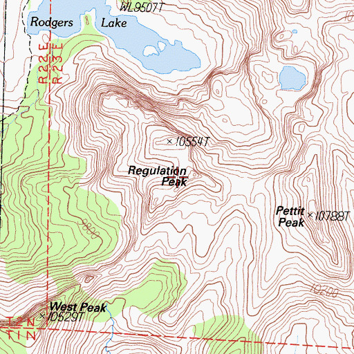 Topographic Map of Regulation Peak, CA