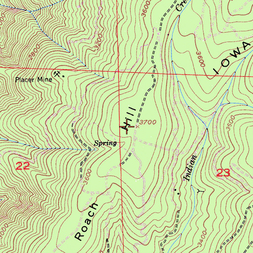 Topographic Map of Roach Hill, CA