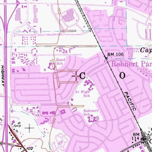 Topographic Map of Rohnert Park, CA