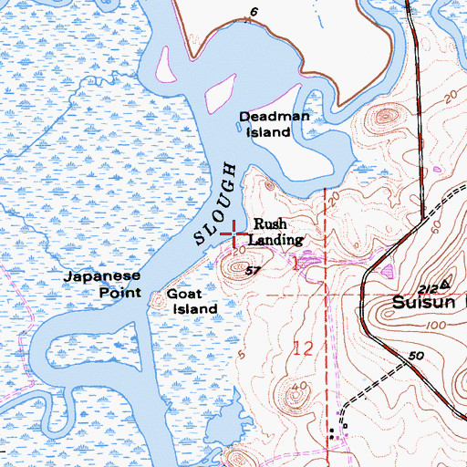 Topographic Map of Rush Landing, CA