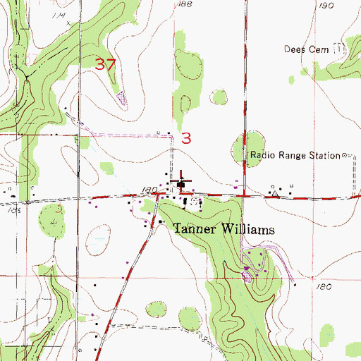 Topographic Map of Tanner Williams Elementary School, AL