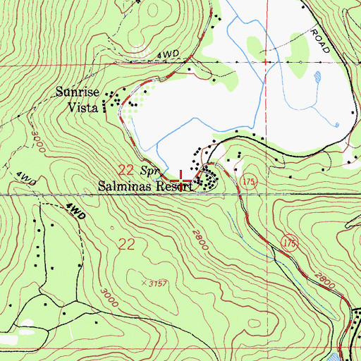 Topographic Map of Salminas Resort, CA