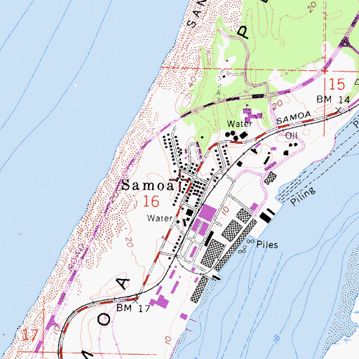Topographic Map of Samoa, CA