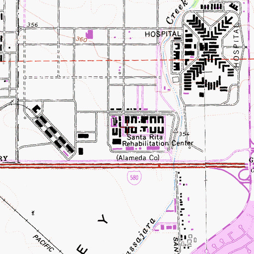 Topographic Map of Santa Rita Rehabilitation Center, CA