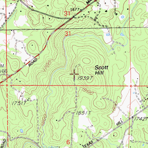 Topographic Map of Scott Hill, CA