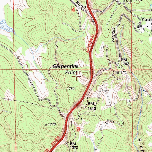 Topographic Map of Serpentine Point, CA