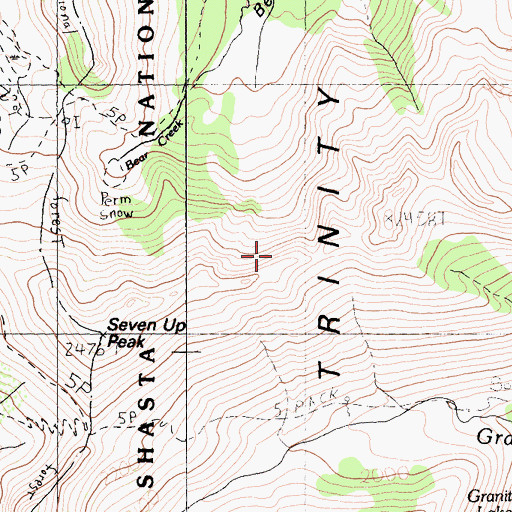 Topographic Map of Seven Up Peak, CA