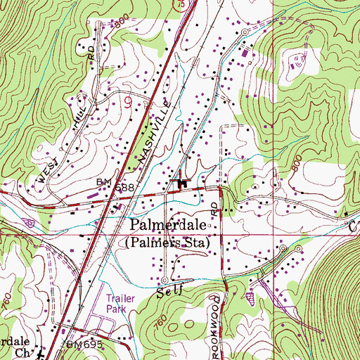 Topographic Map of Palmerdale Elementary School, AL
