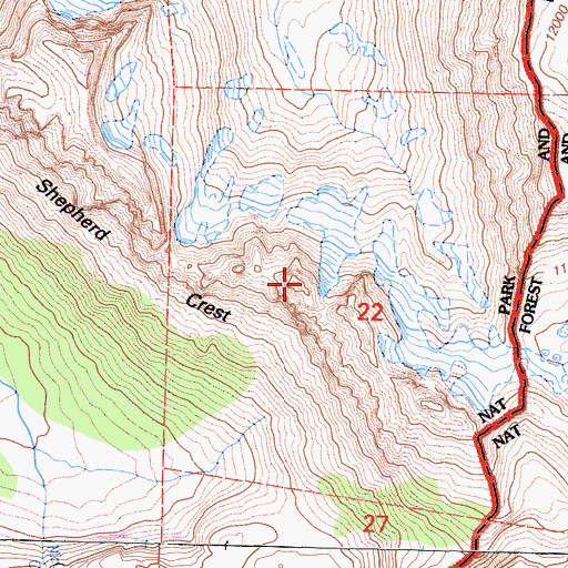 Topographic Map of Shepherd Crest, CA