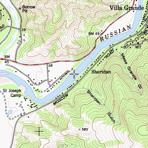 Topographic Map of Sheridan, CA