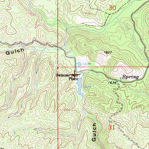 Topographic Map of Skinner Mill Place, CA