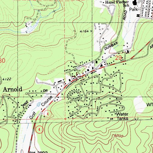 Topographic Map of Arnold, CA