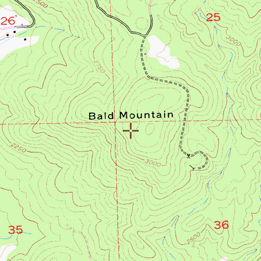 Topographic Map of Bald Mountain, CA
