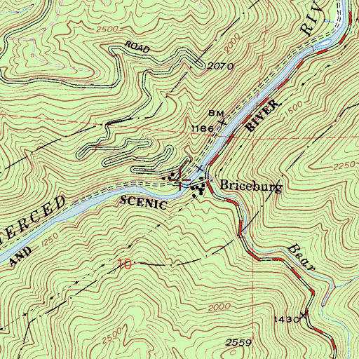 Topographic Map of Briceburg, CA