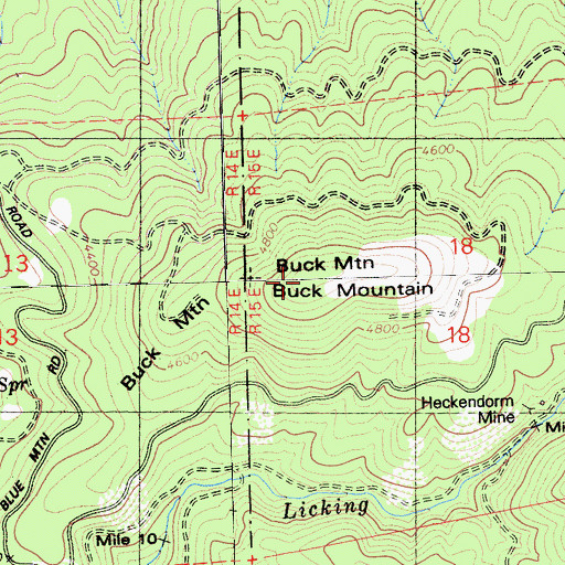 Topographic Map of Buck Mountain, CA