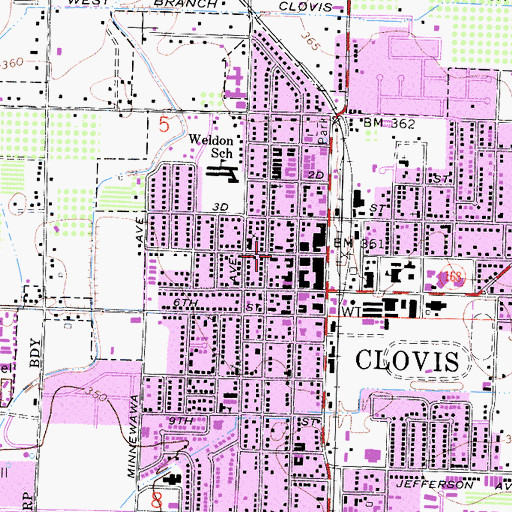 Topographic Map of Clovis, CA