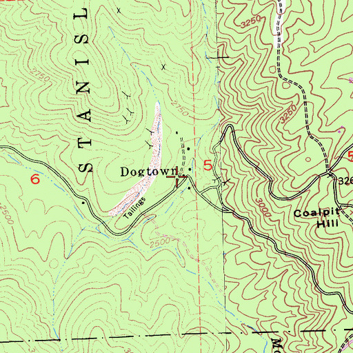 Topographic Map of Dogtown, CA