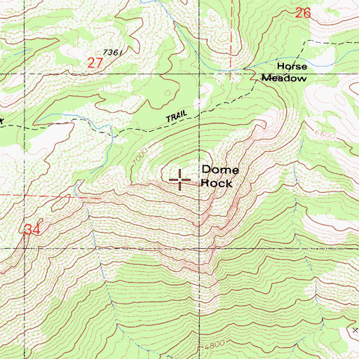 Topographic Map of Dome Rock, CA