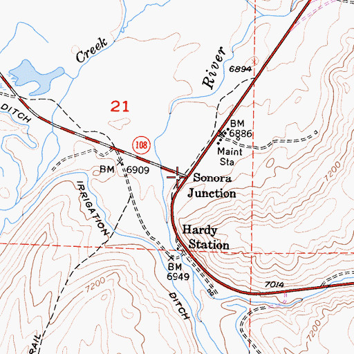 Topographic Map of Sonora Junction, CA