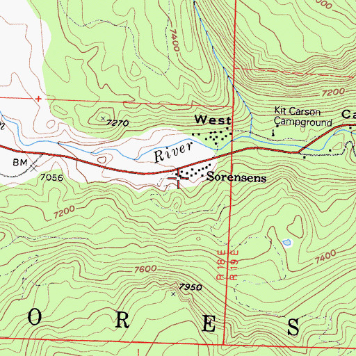 Topographic Map of Sorensens, CA