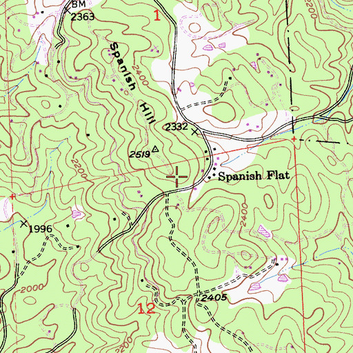 Topographic Map of Spanish Flat, CA