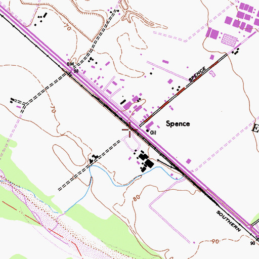 Topographic Map of Spence, CA