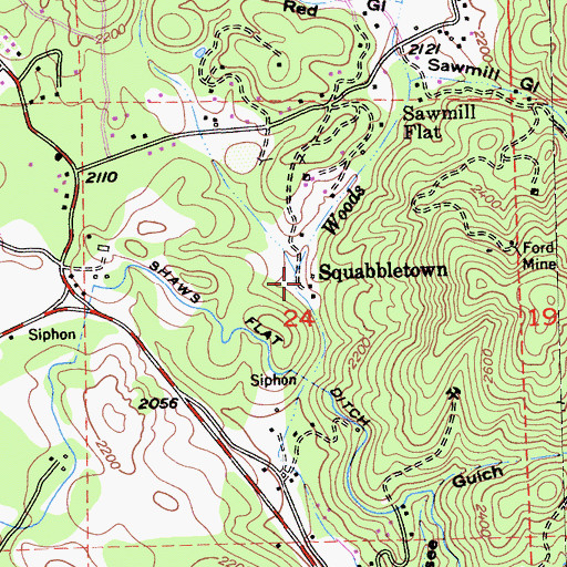 Topographic Map of Squabbletown, CA