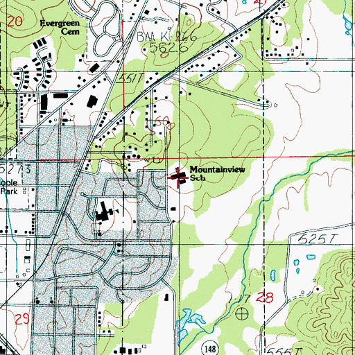 Topographic Map of Mountainview Elementary School, AL