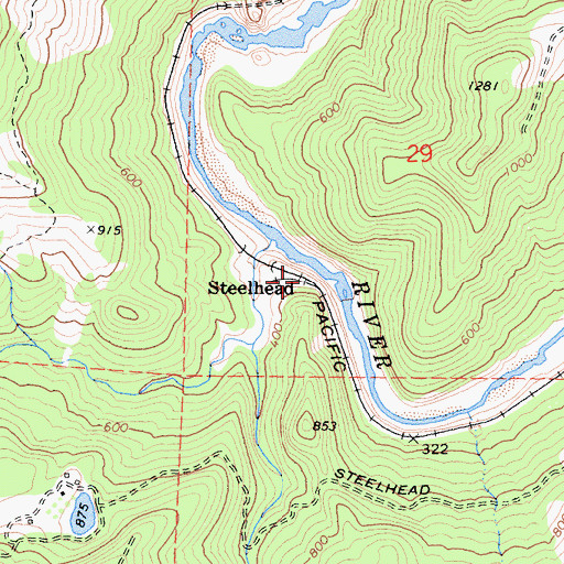 Topographic Map of Steelhead, CA