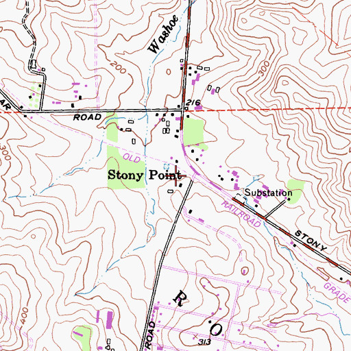 Topographic Map of Stony Point, CA