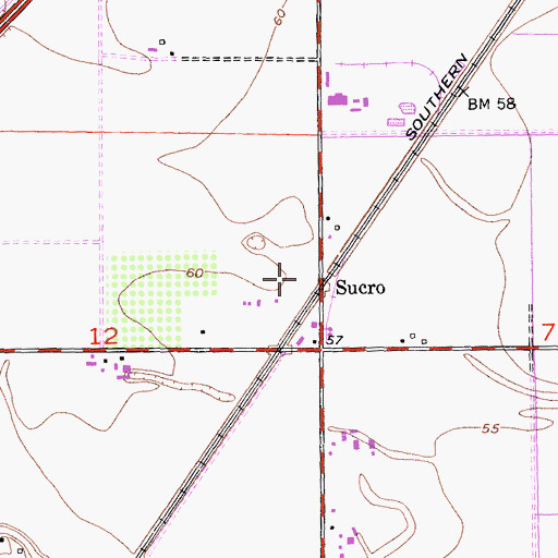 Topographic Map of Sucro, CA
